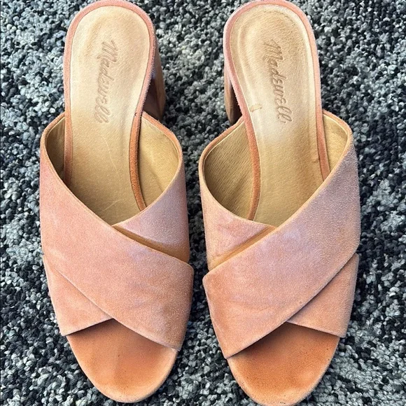 Madewell Blush Suede Heeled Sandals - Picture 2 of 5